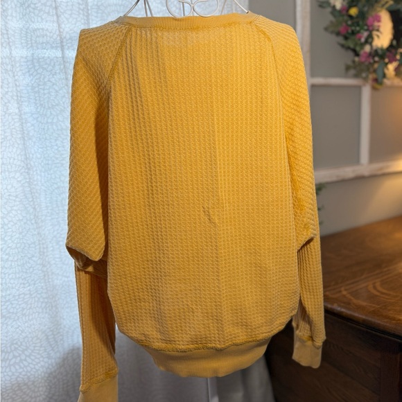 Time & True Yellow Waffle Knit Sweater - Picture 2 of 5